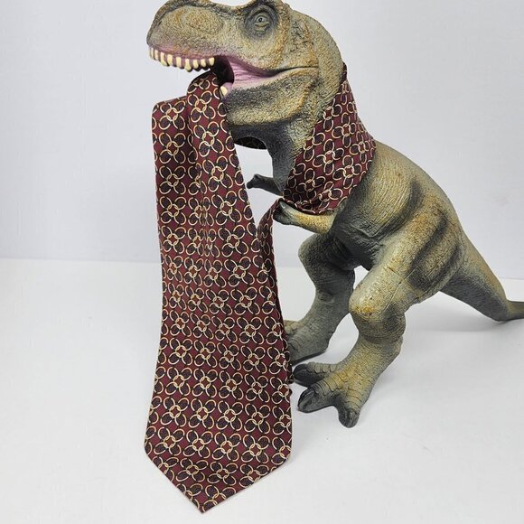 Paolo Gucci Design Burgundy Chainlink Men's Necktie - Picture 1 of 5